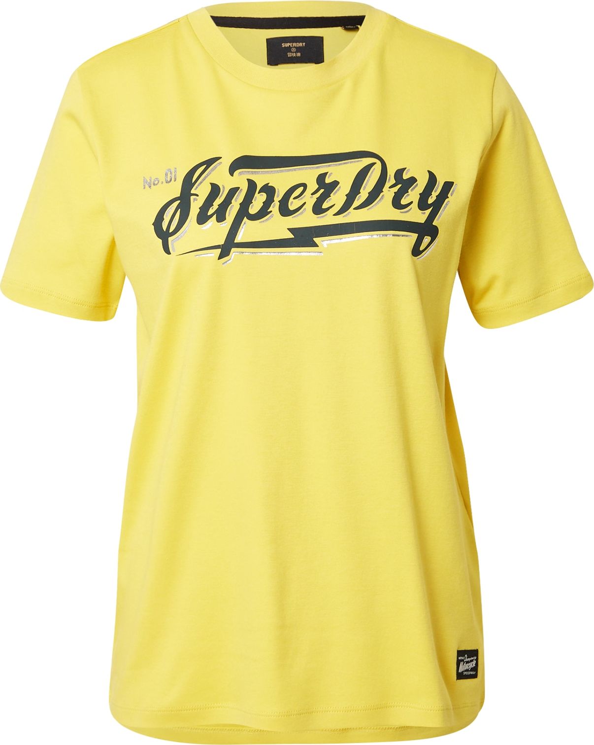 Superdry Tričko limone / černá / stříbrná