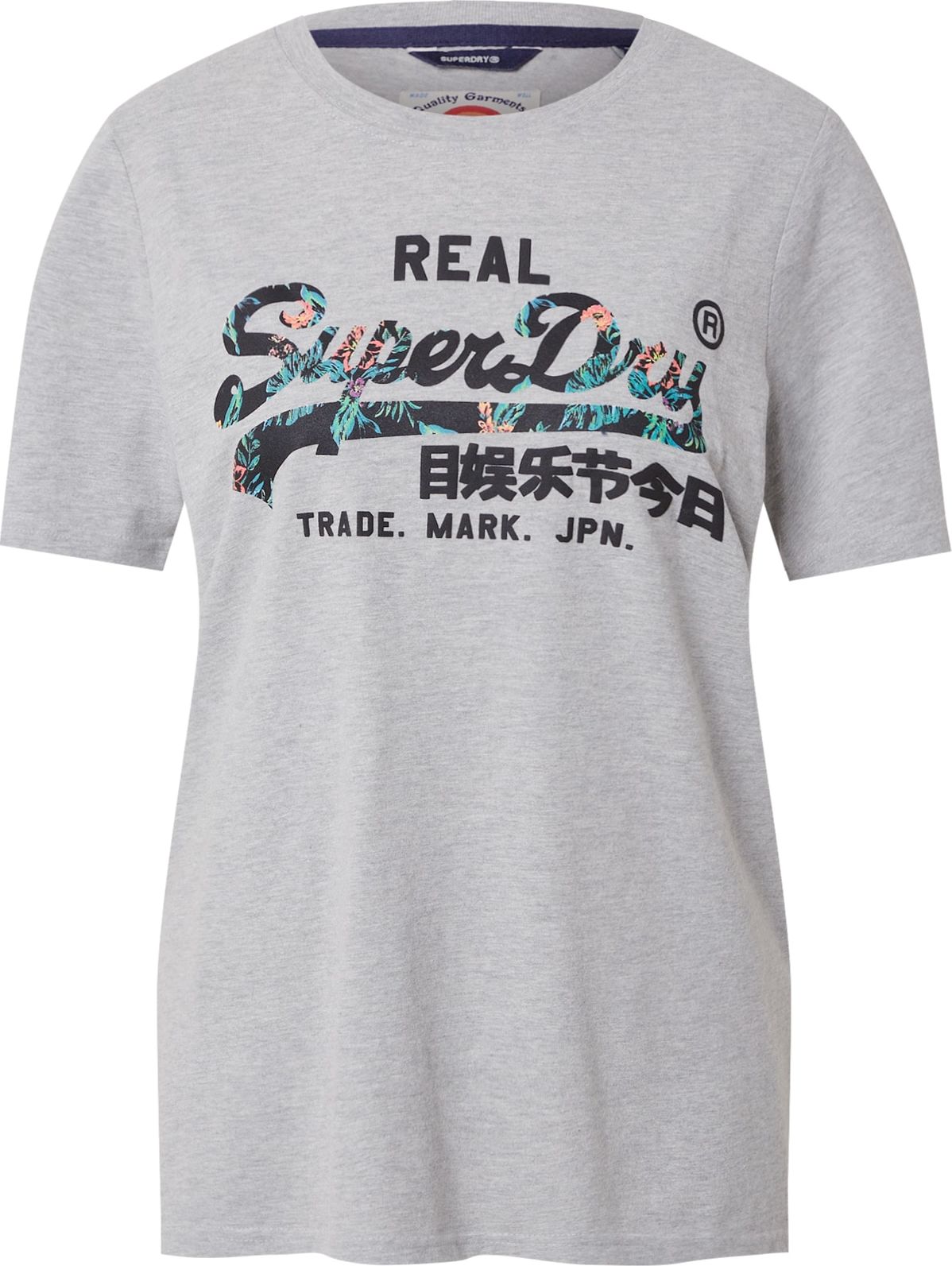 Superdry Tričko tmavě modrá / šedý melír / nefritová / lososová