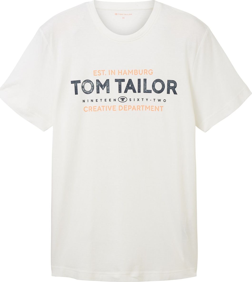 TOM TAILOR Tričko oranžová / černá / offwhite