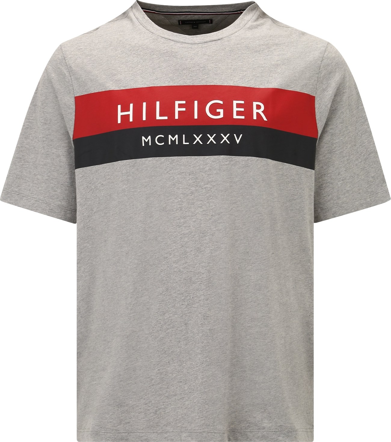 Tommy Hilfiger Big & Tall Tričko šedý melír / červená / černá / bílá