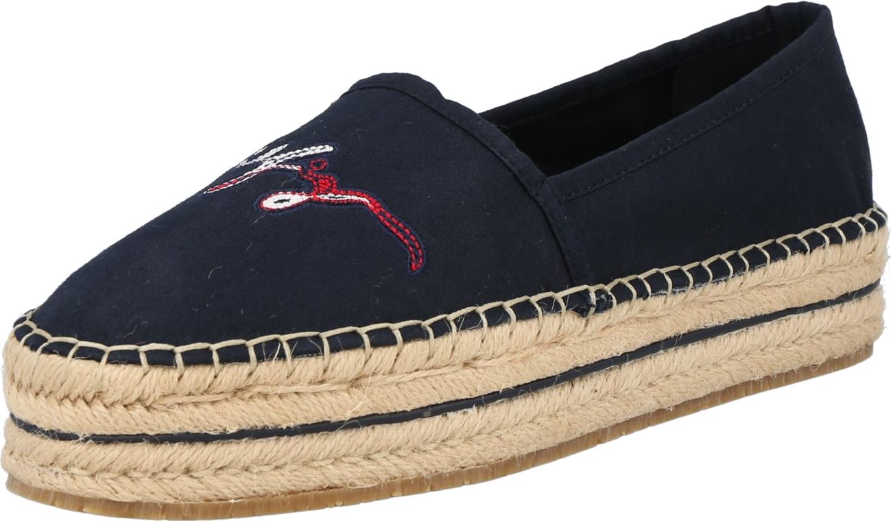 TOMMY HILFIGER Espadrilky béžová / tmavě modrá / červená