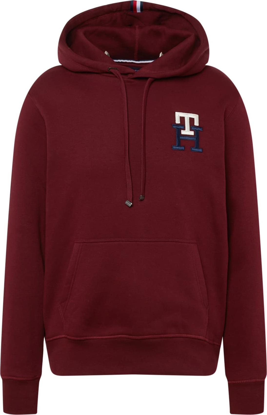 TOMMY HILFIGER Mikina stříbrně šedá / burgundská červeň / bílá