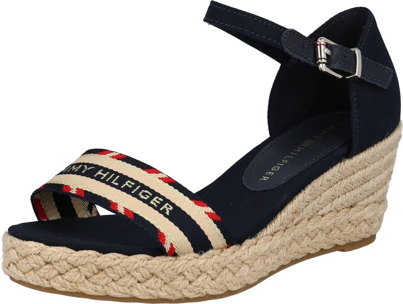 TOMMY HILFIGER Páskové sandály světle béžová / tmavě modrá / červená