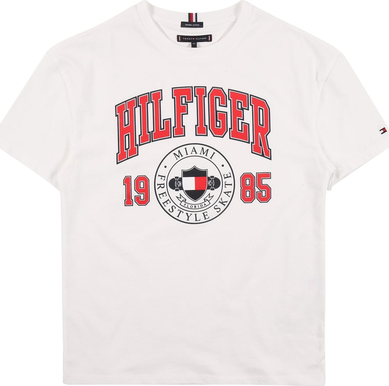 TOMMY HILFIGER Tričko červená / černá / bílá