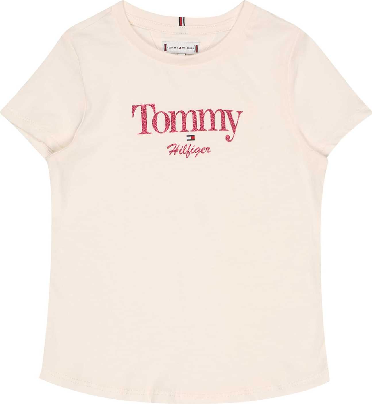 TOMMY HILFIGER Tričko krémová / noční modrá / pitaya