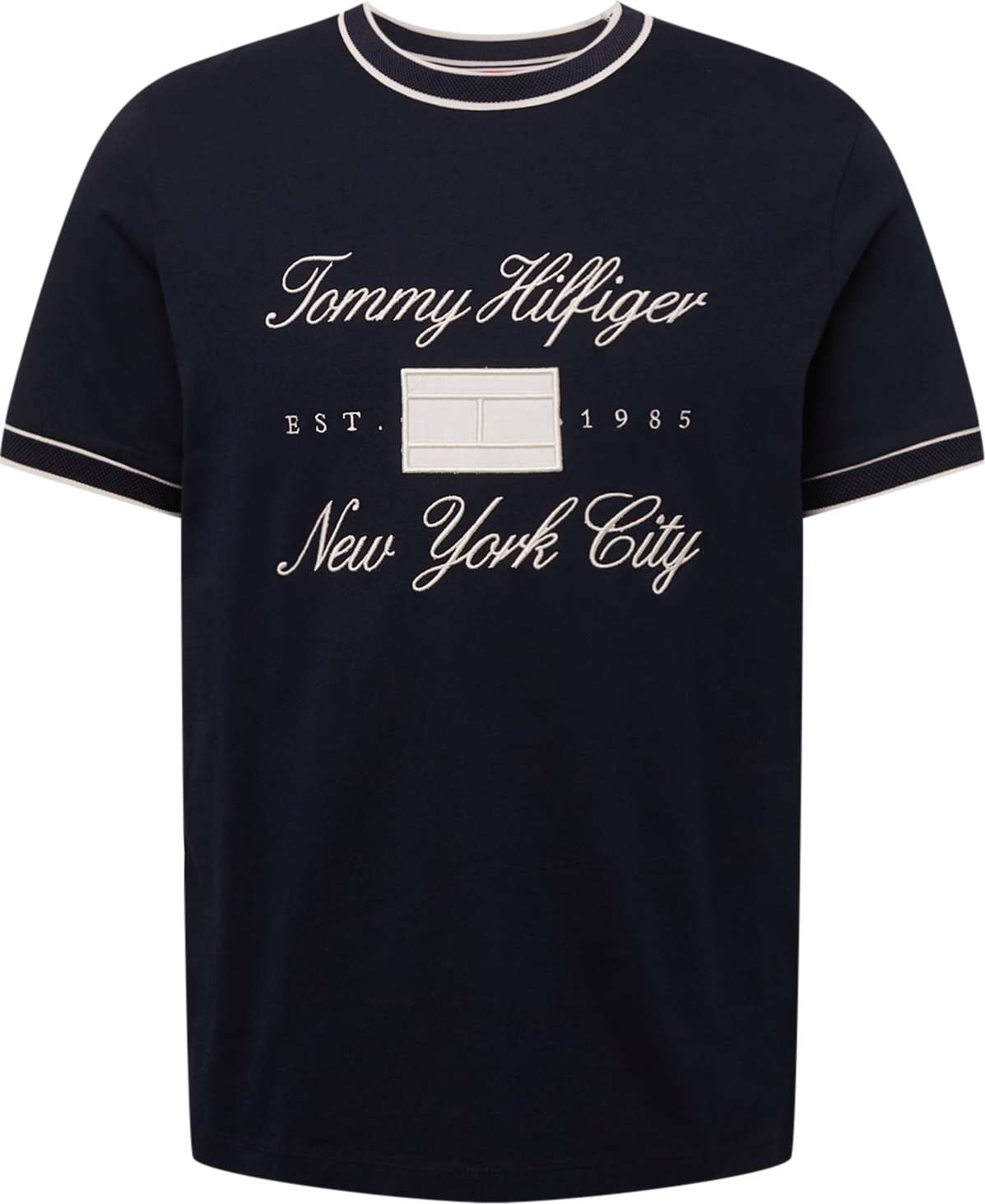 TOMMY HILFIGER Tričko námořnická modř / přírodní bílá