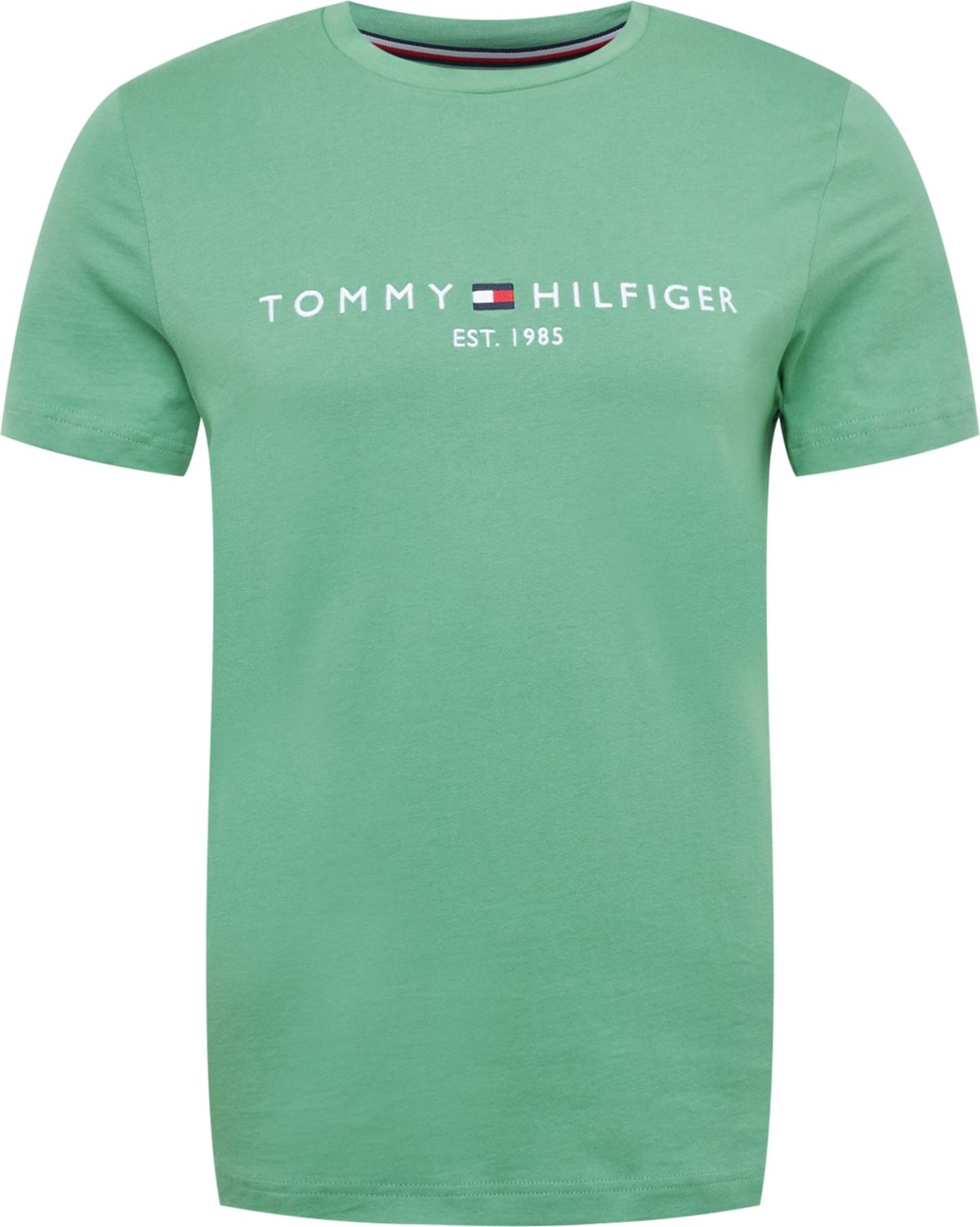 TOMMY HILFIGER Tričko nefritová / červená / bílá