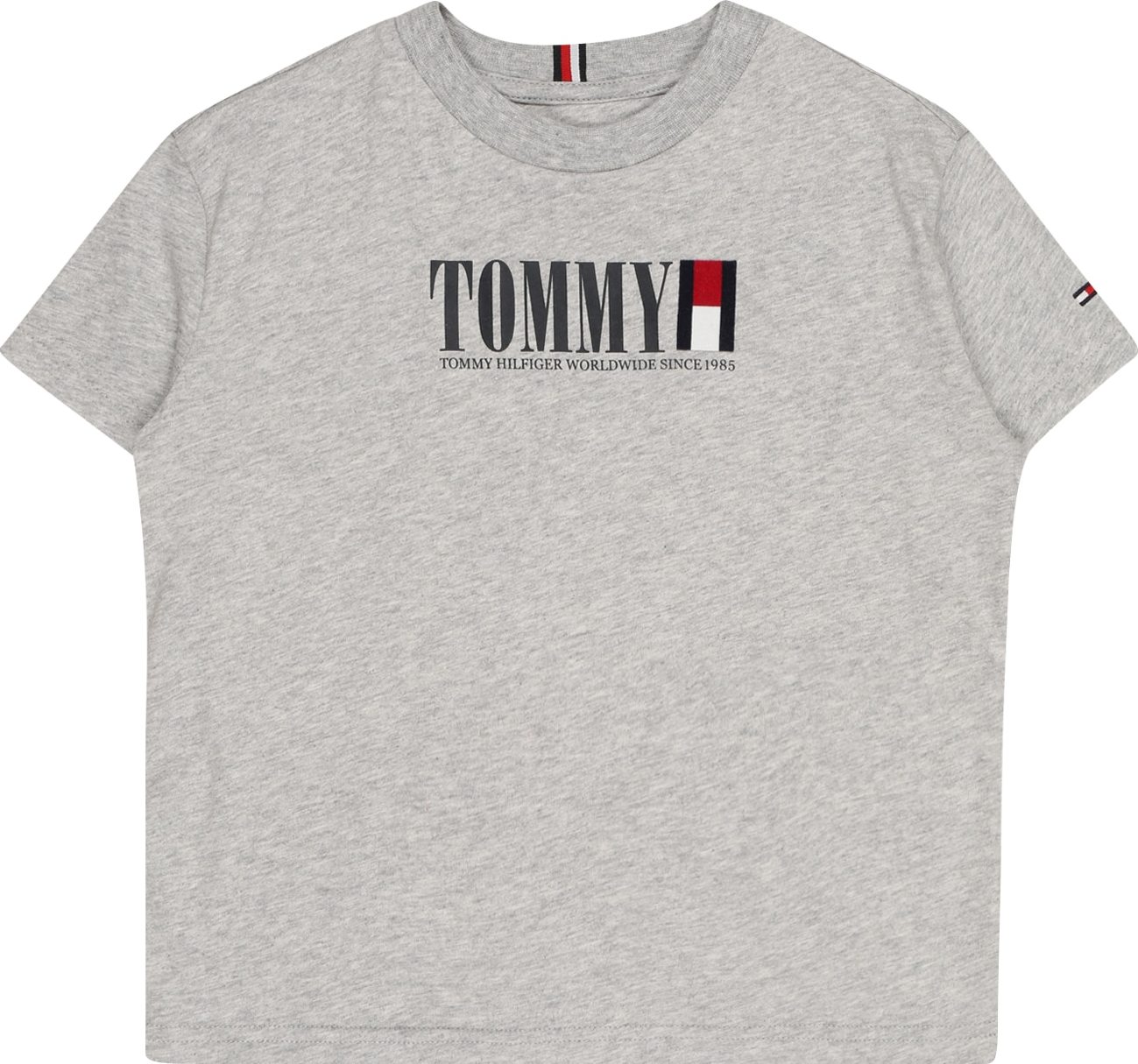 TOMMY HILFIGER Tričko noční modrá / šedý melír / ohnivá červená / bílá
