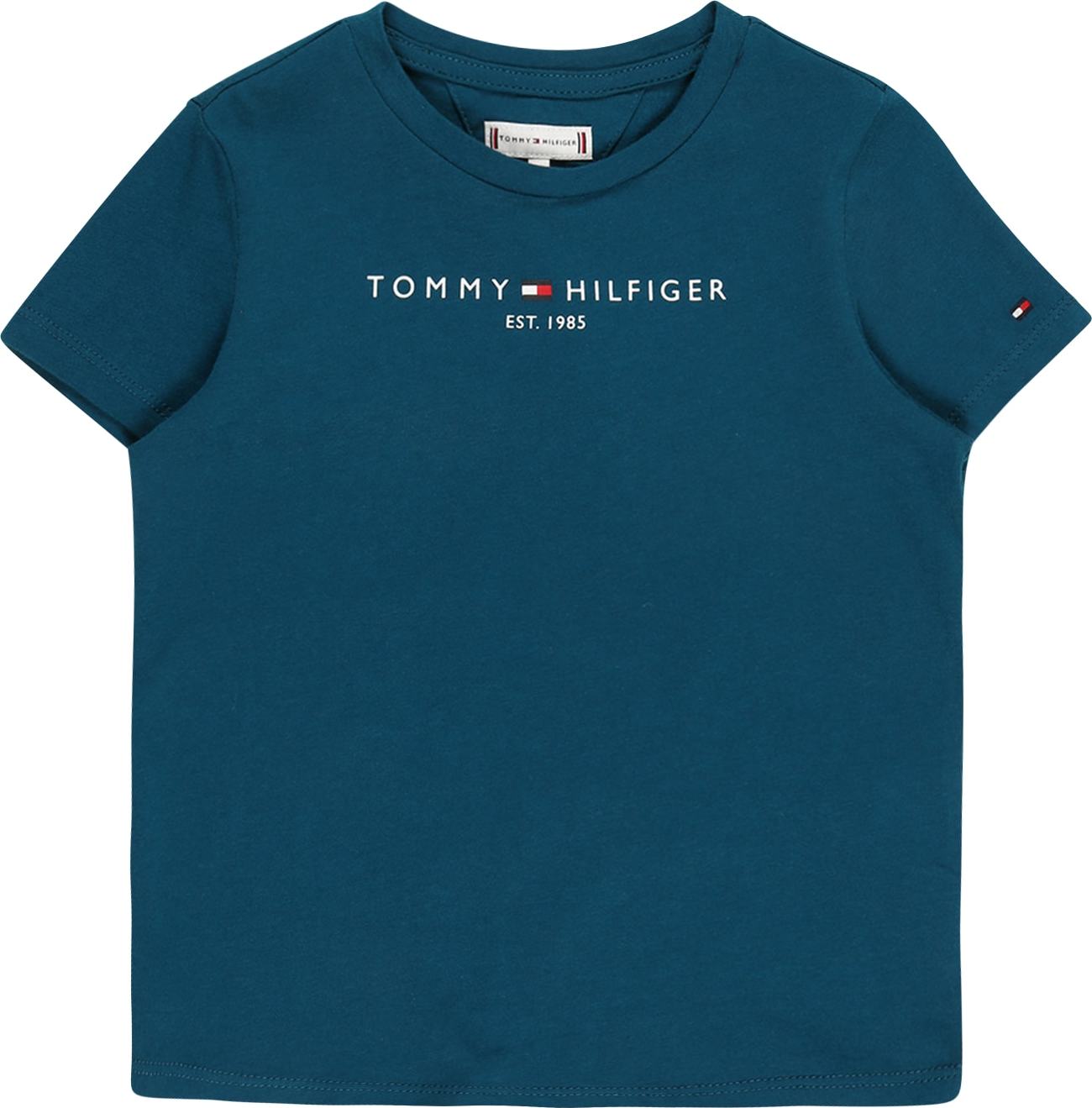 TOMMY HILFIGER Tričko petrolejová / bílá