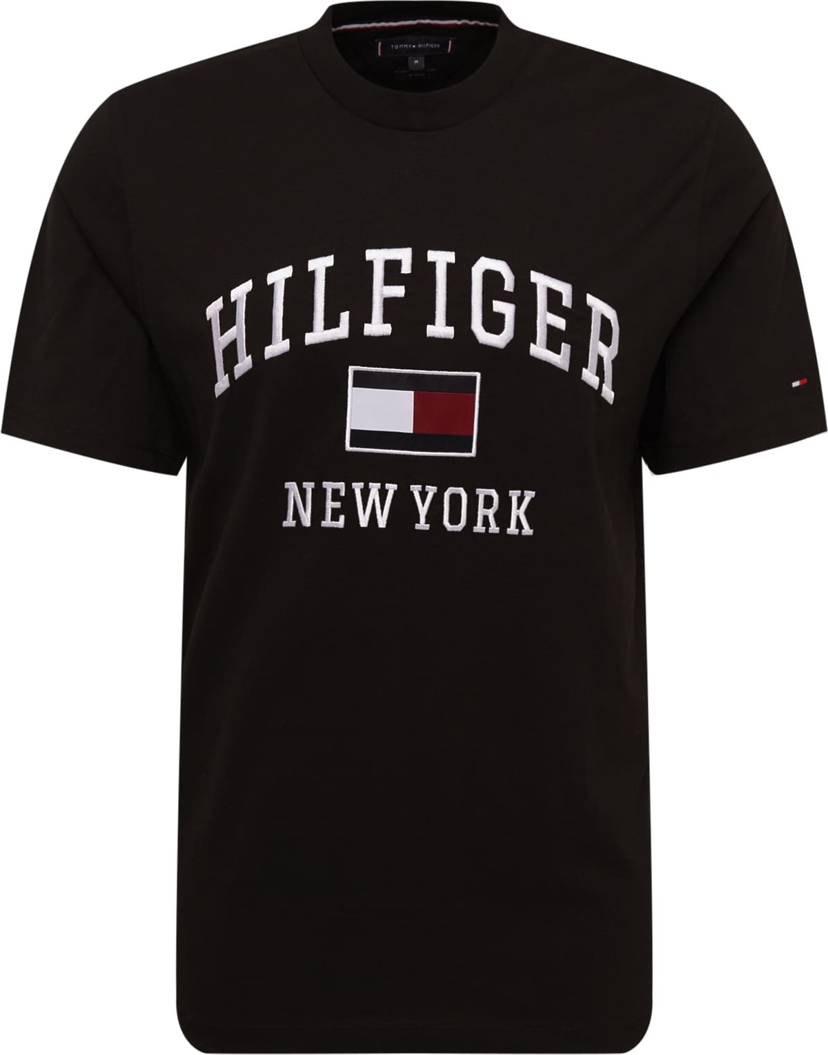 TOMMY HILFIGER Tričko vínově červená / černá / bílá