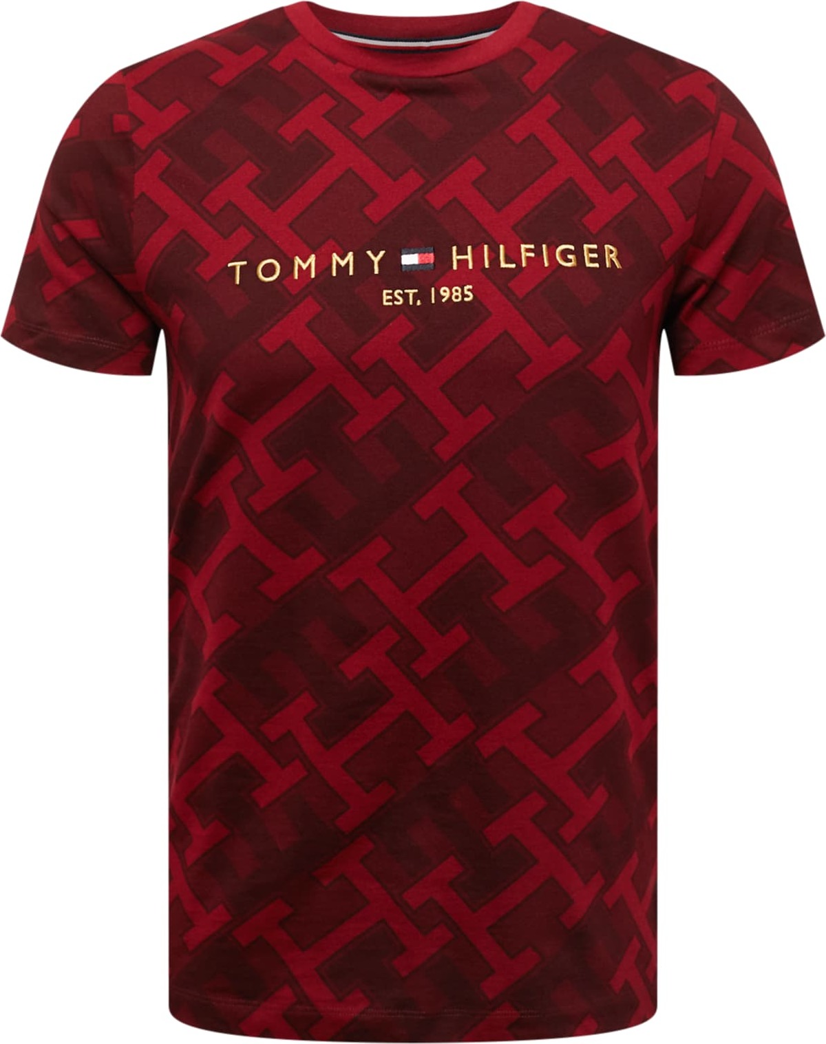 TOMMY HILFIGER Tričko zlatá / červená / červená třešeň