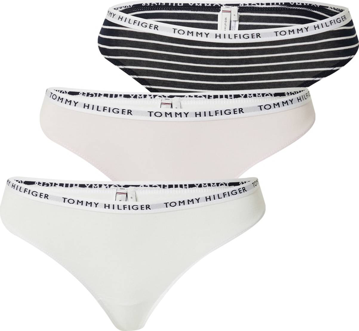 Tommy Hilfiger Underwear Tanga námořnická modř / pastelově růžová / bílá