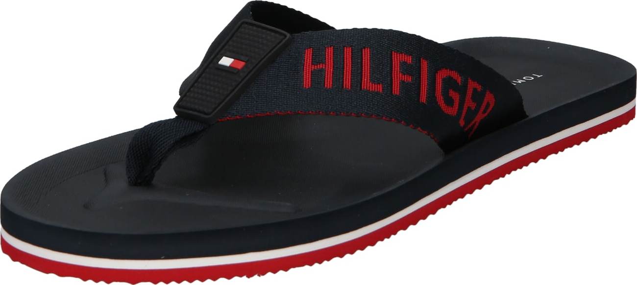 TOMMY HILFIGER Žabky tmavě modrá / červená