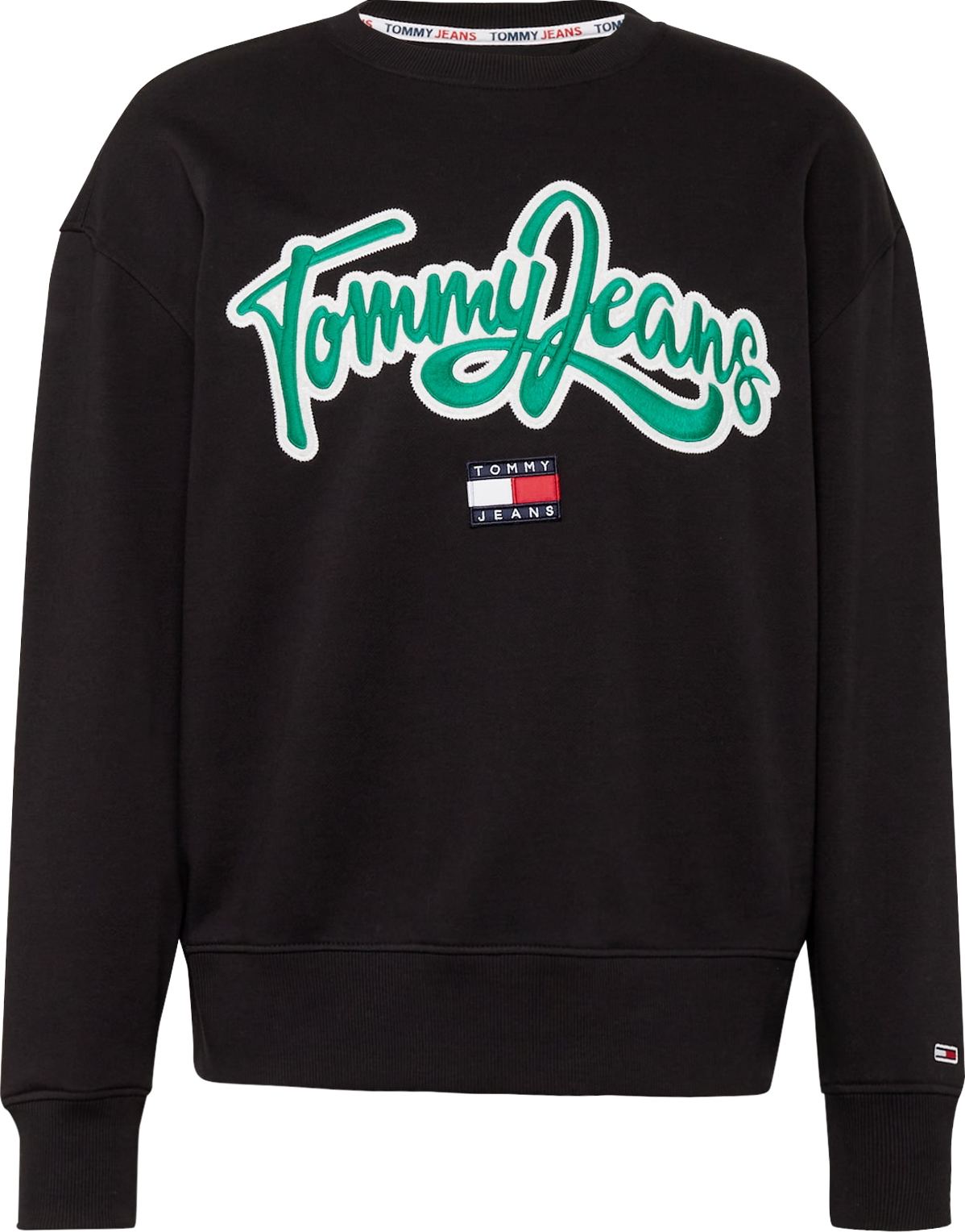 Tommy Jeans Mikina námořnická modř / zelená / černá / bílá