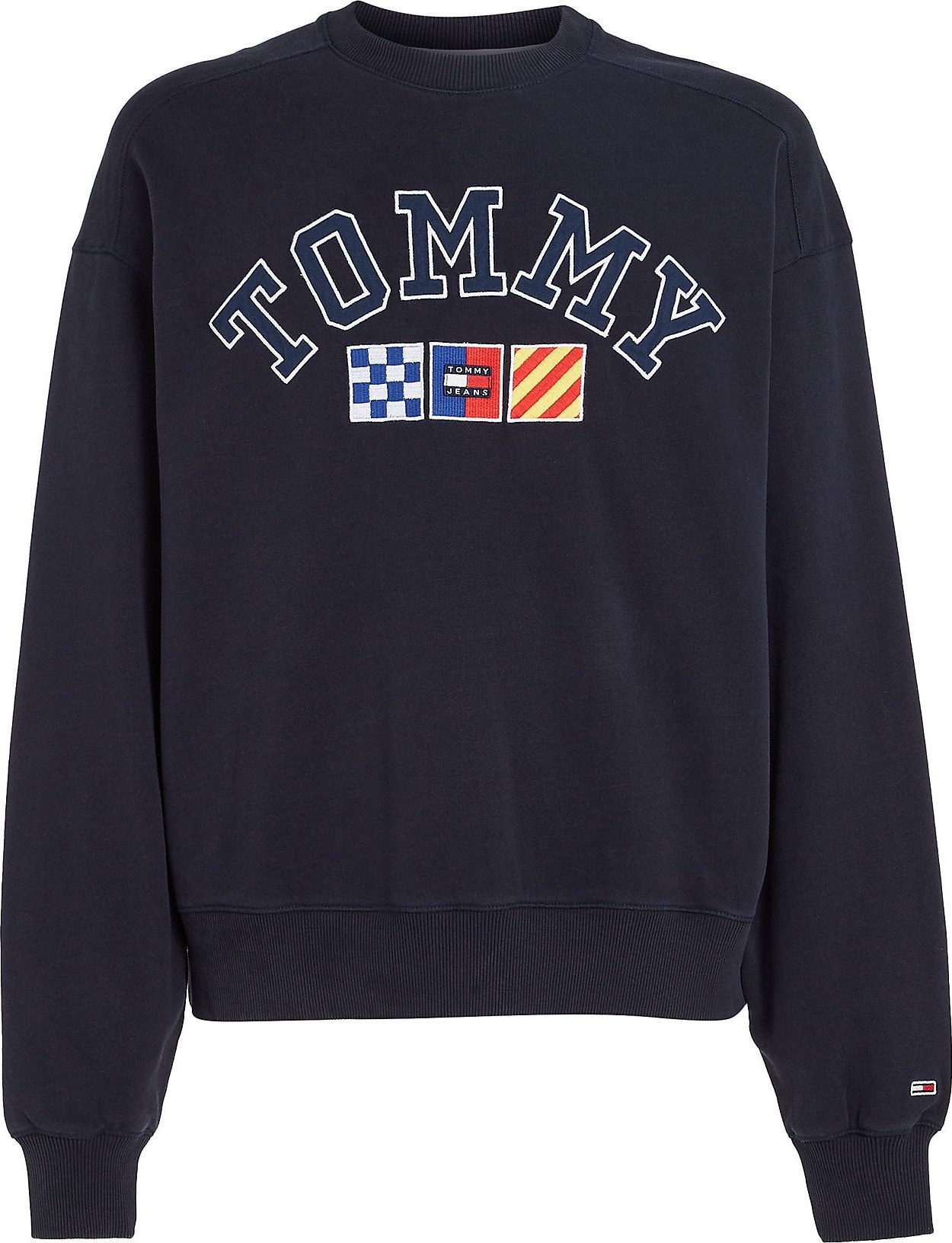 Tommy Jeans Mikina námořnická modř / žlutá / červená / bílá