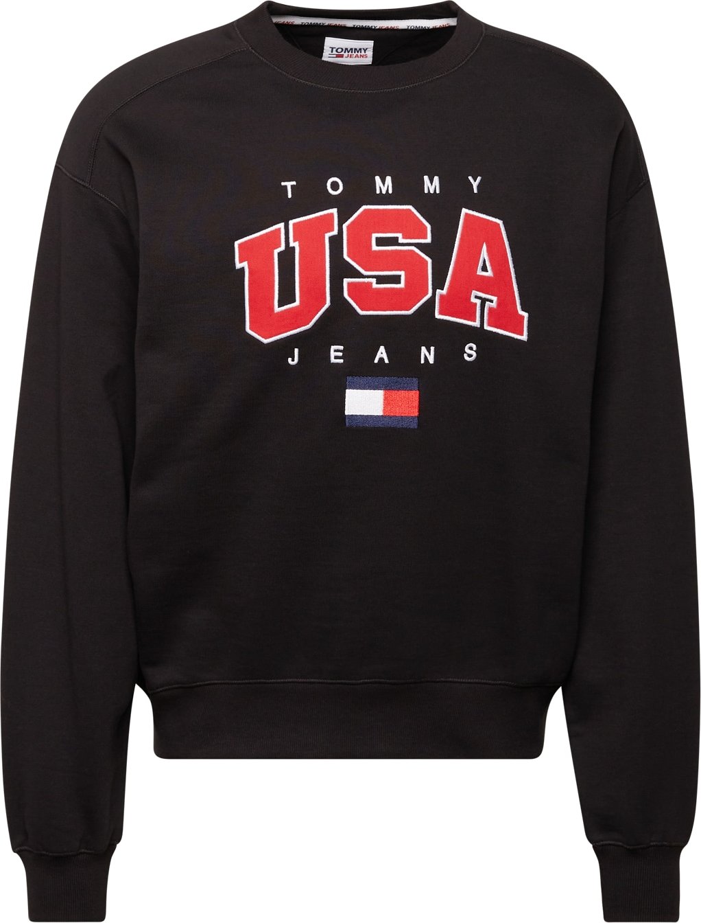 Tommy Jeans Mikina námořnická modř / ohnivá červená / černá / bílá