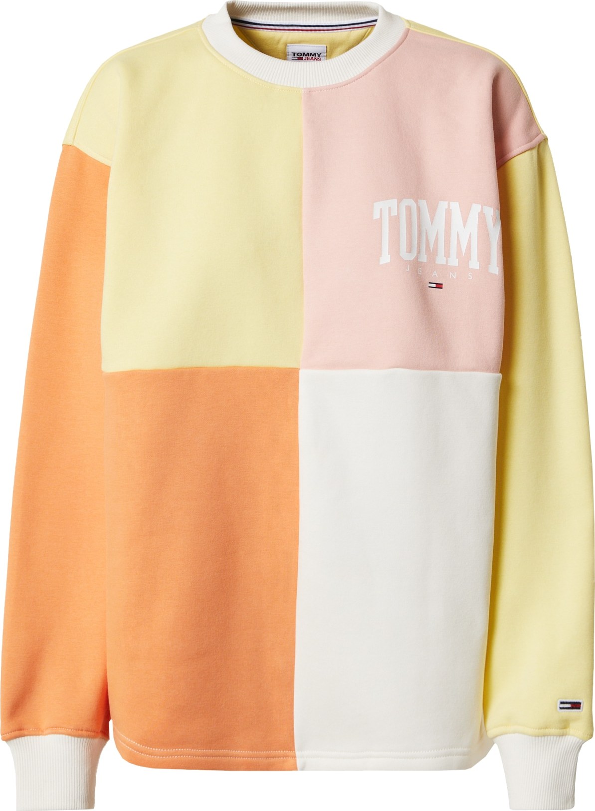 Tommy Jeans Mikina pastelově žlutá / oranžová / růžová / bílá