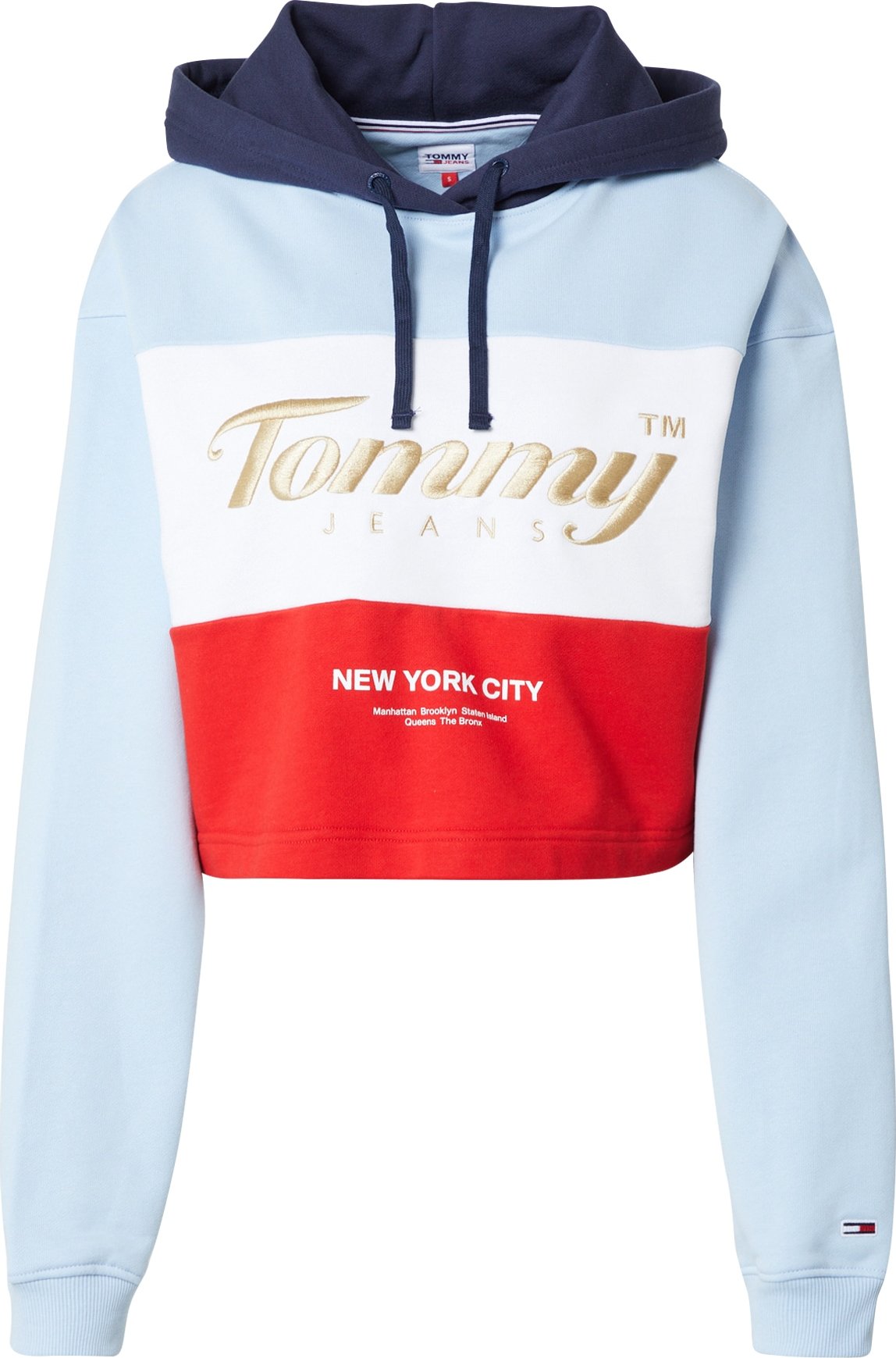 Tommy Jeans Mikina námořnická modř / světlemodrá / zlatá / červená