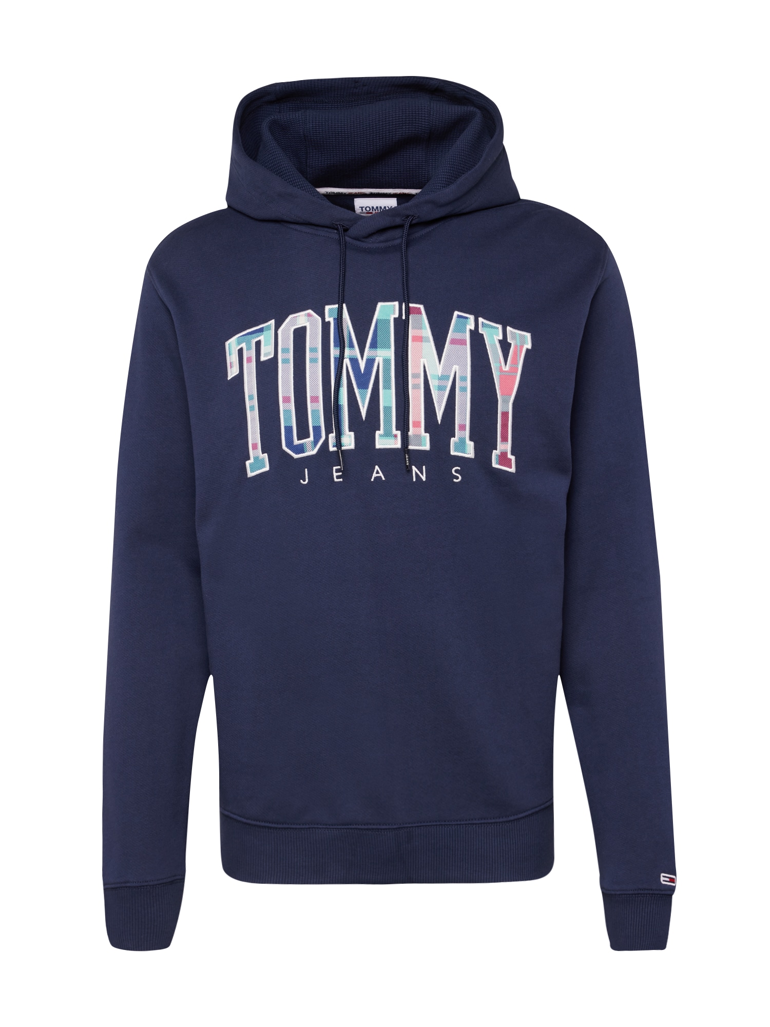 Tommy Jeans Mikina 'Tartan' aqua modrá / tmavě modrá / bobule / bílá