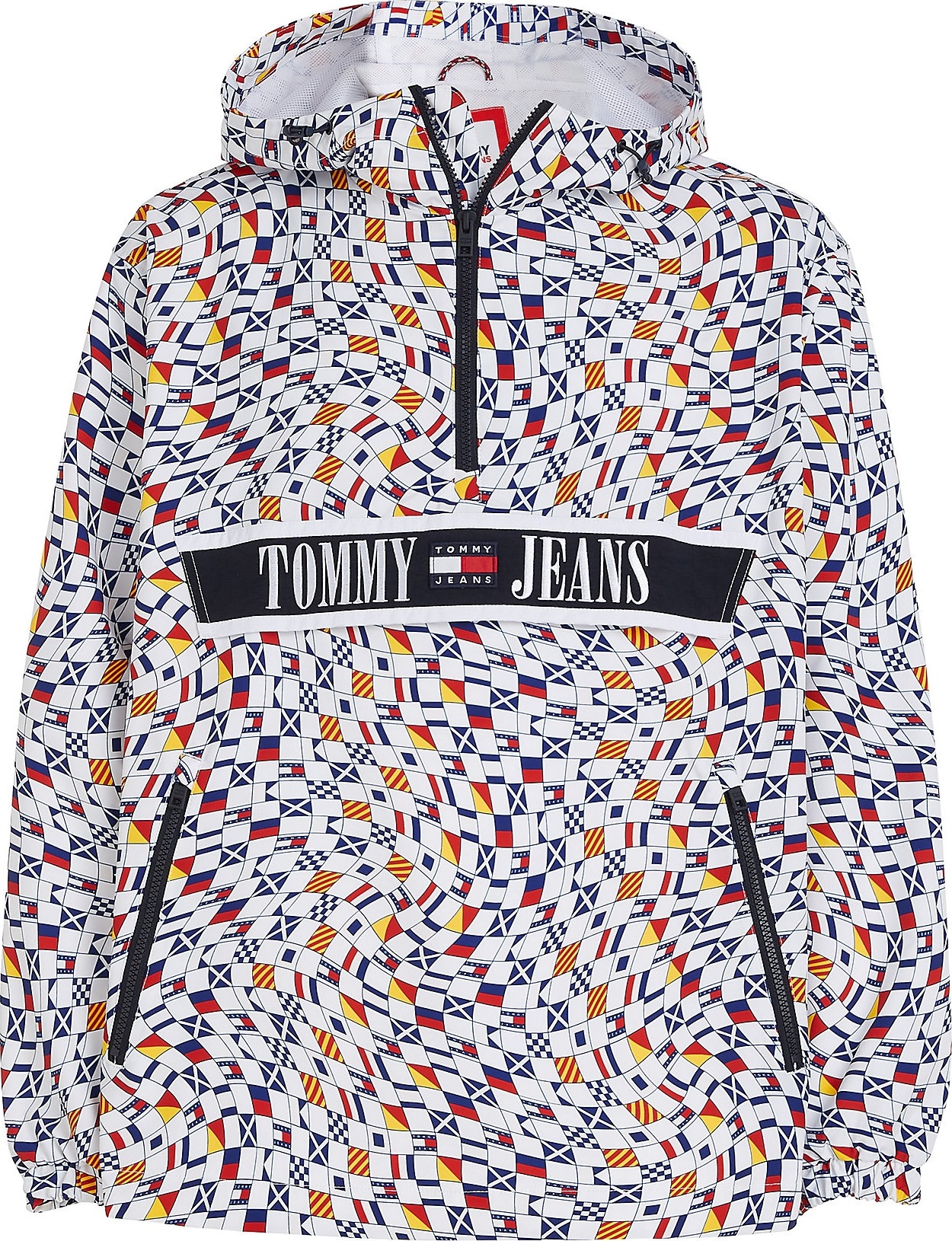 Tommy Jeans Přechodná bunda 'Chicago Popover' námořnická modř / limone / ohnivá červená / bílá