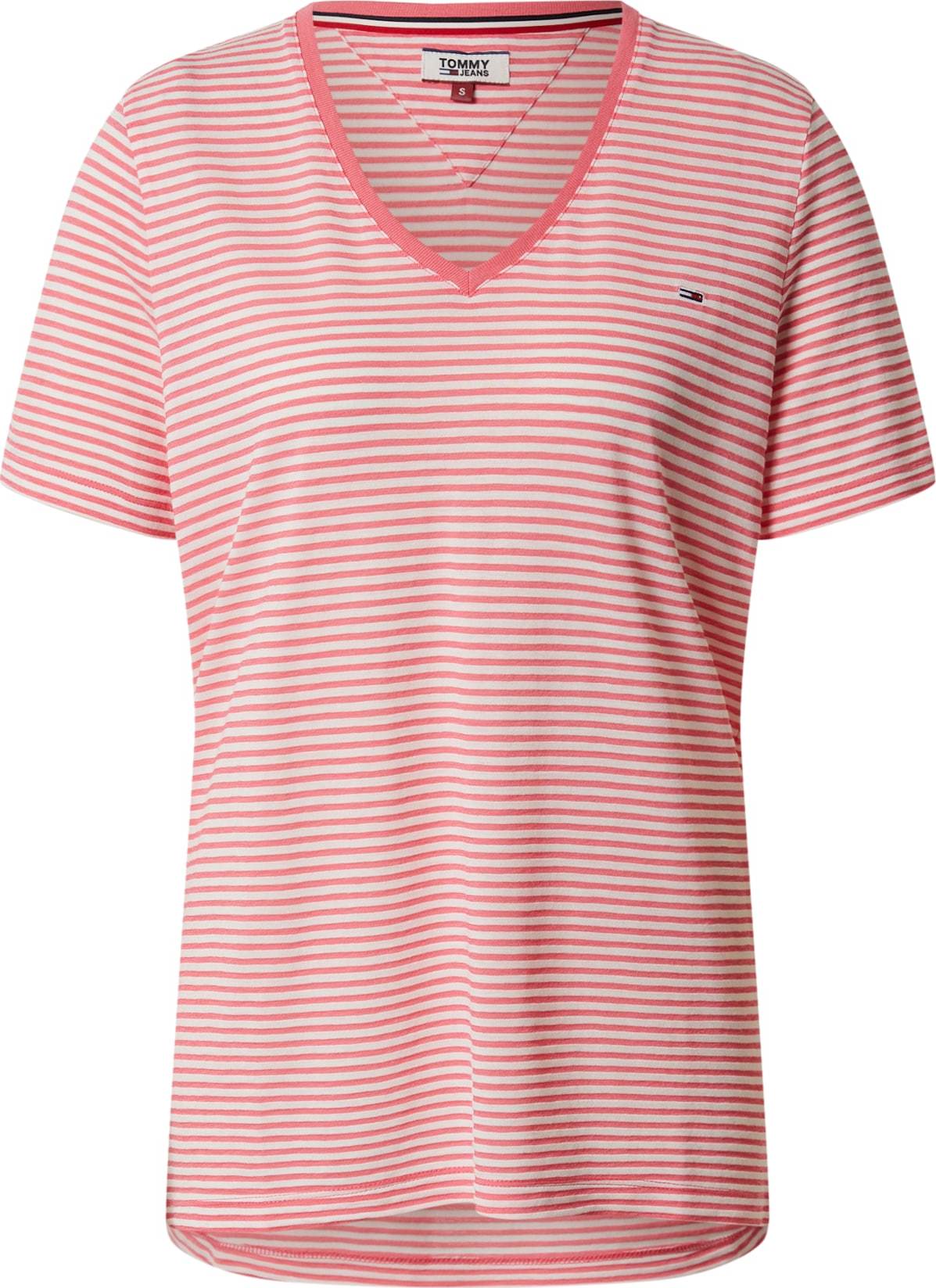 Tommy Jeans Tričko pink / bílá