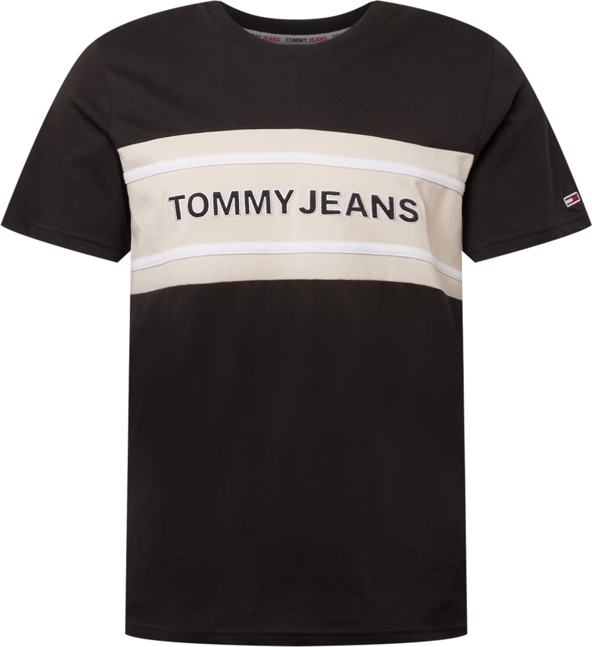 Tommy Jeans Tričko světle béžová / černá / bílá