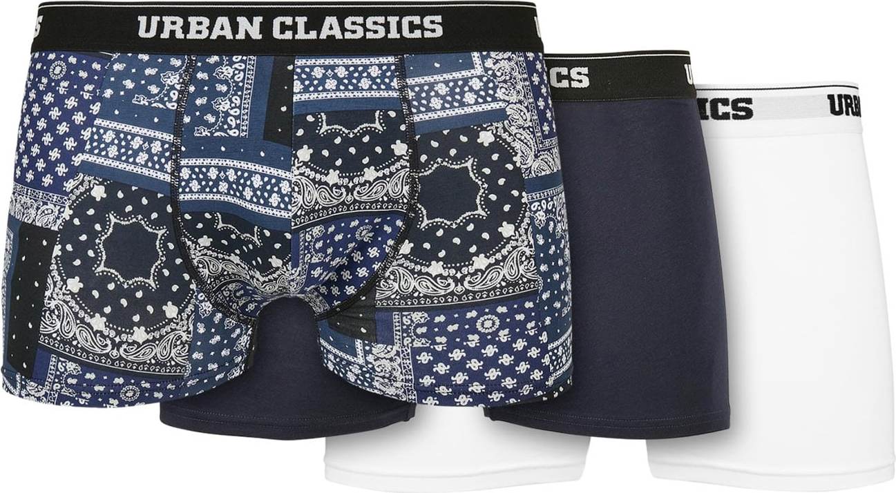 Urban Classics Boxerky modrá / námořnická modř / černá / bílá