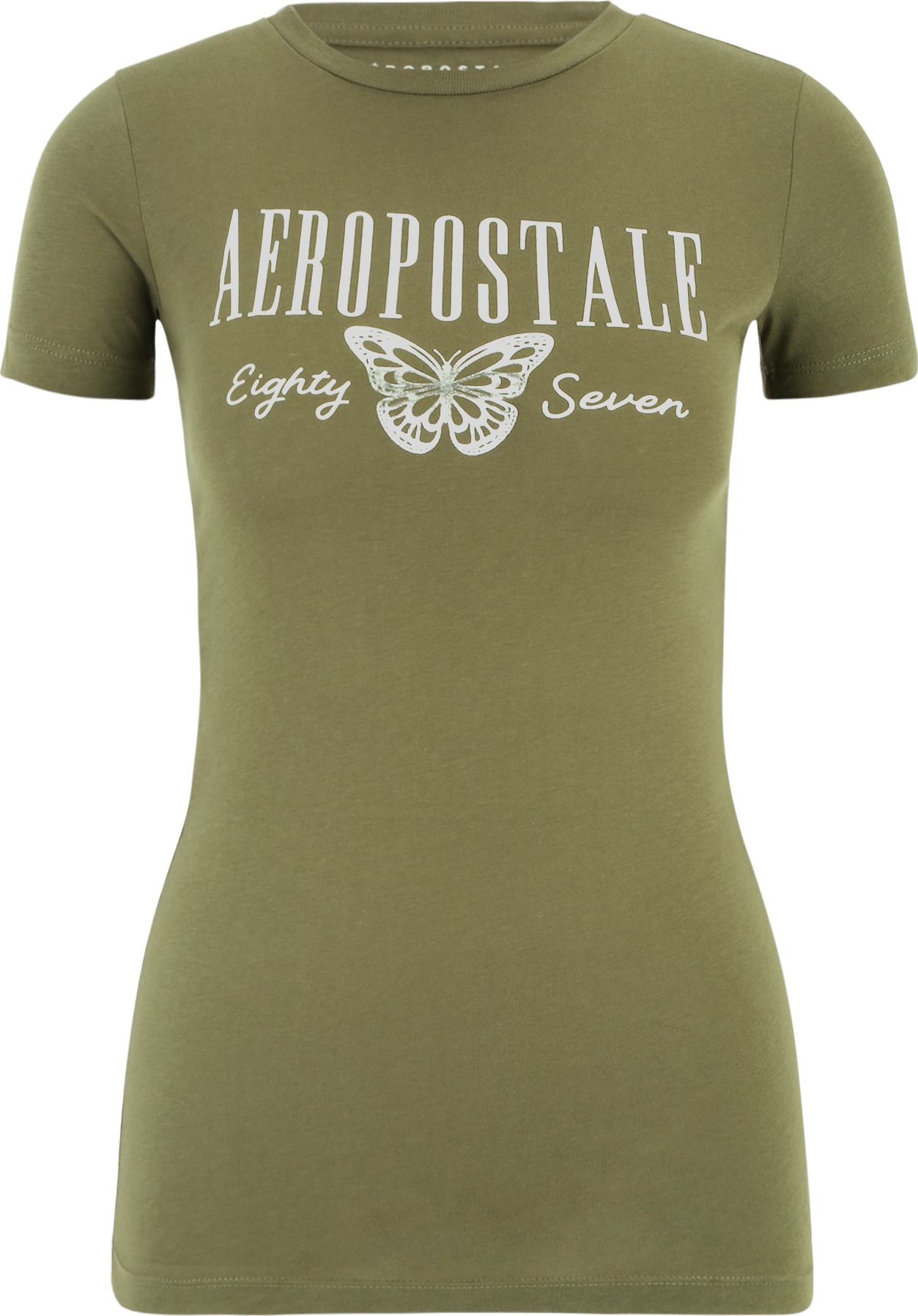 AÉROPOSTALE Tričko khaki / bílá