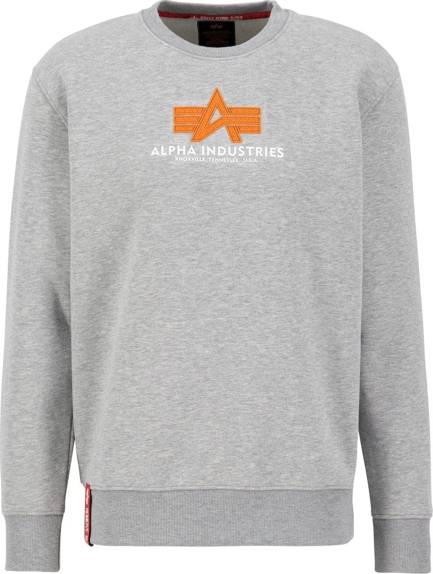 ALPHA INDUSTRIES Mikina šedý melír / oranžová / bílá