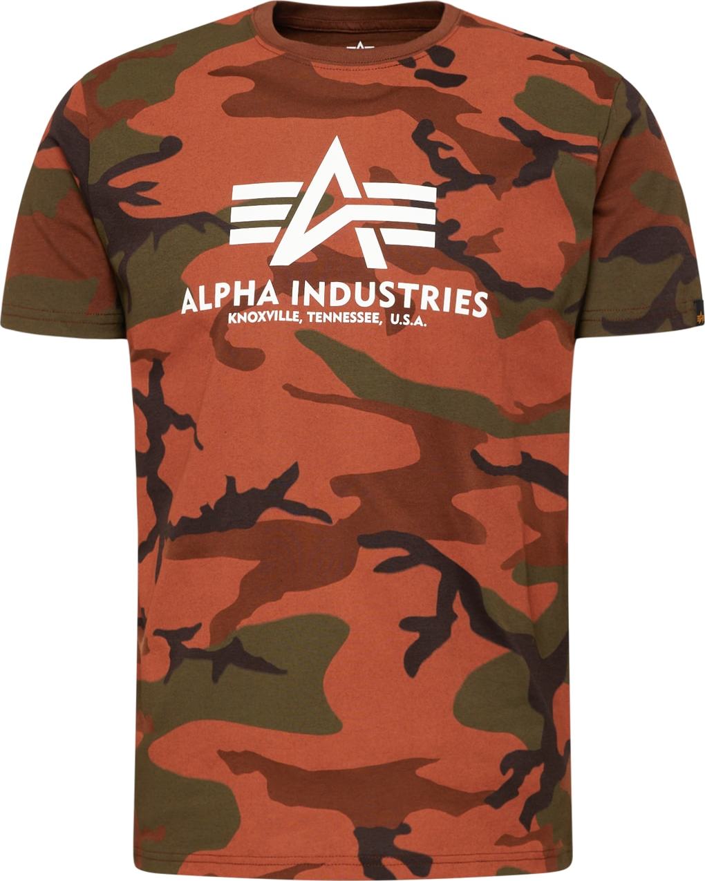 ALPHA INDUSTRIES Tričko rezavě hnědá / antracitová / khaki / bílá