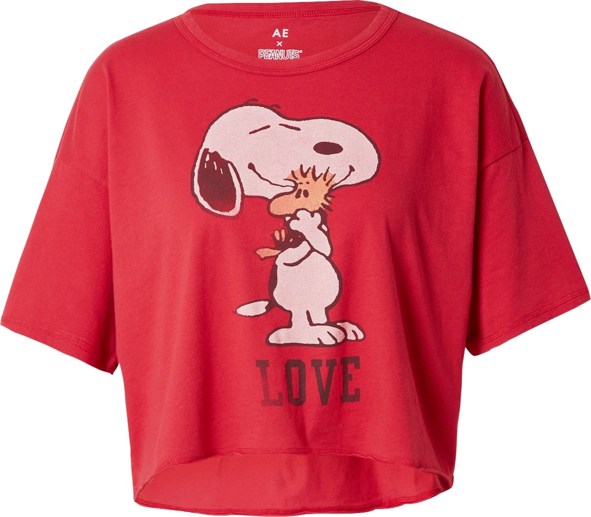 American Eagle Tričko 'LOVE SNOOPY' červená / černá / bílá