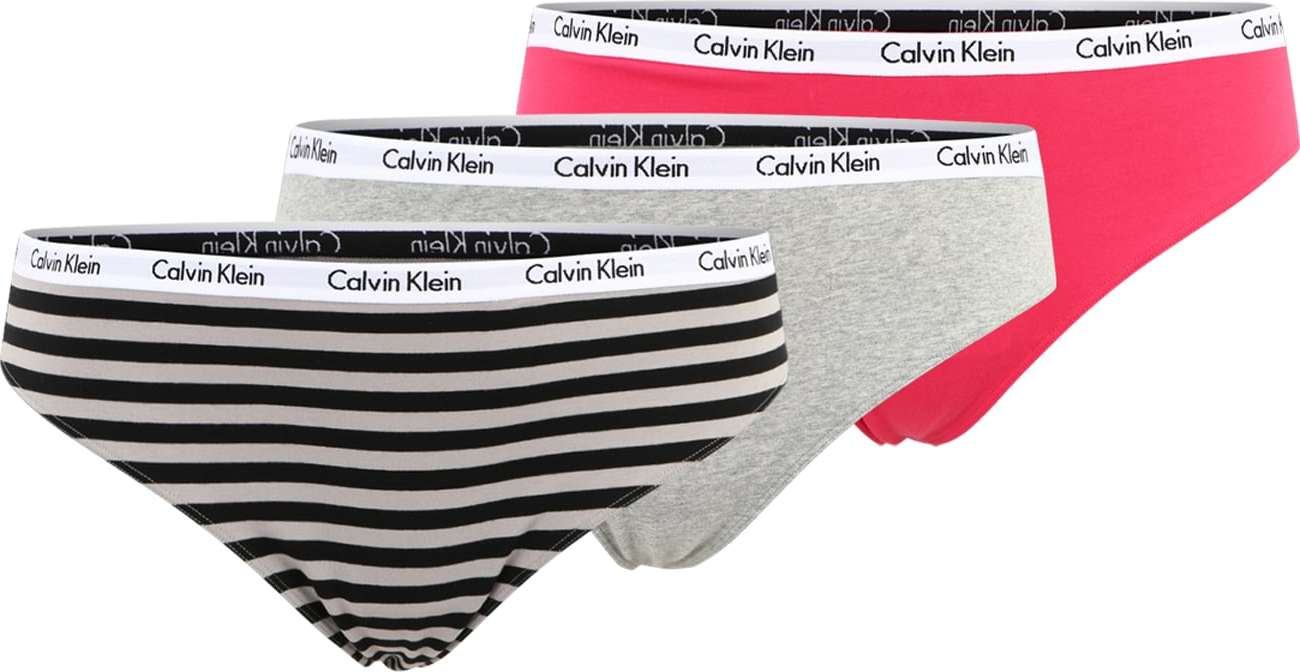 Calvin Klein Underwear Plus Tanga šedá / pink / černá / bílá