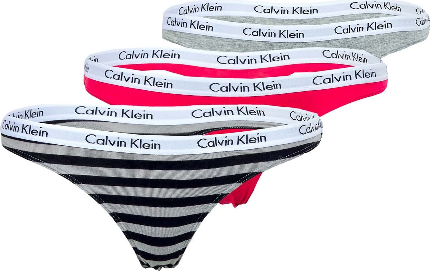 Calvin Klein Underwear Tanga šedý melír / fuchsiová / černá / bílá