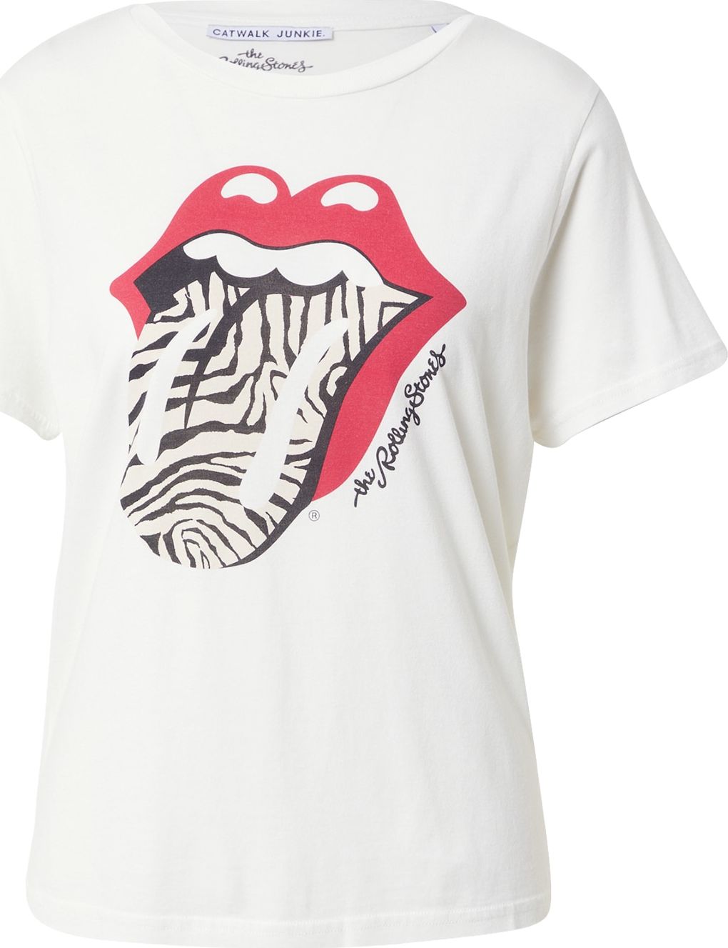 CATWALK JUNKIE Tričko 'Stones Zebra' červená / černá / bílá