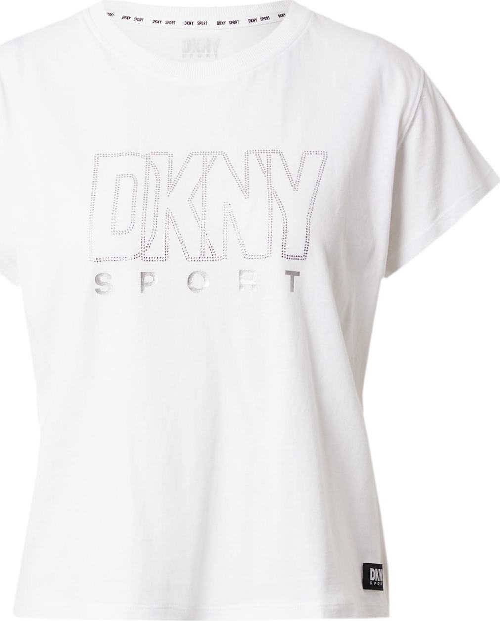 DKNY Performance Funkční tričko stříbrně šedá / černý melír / bílá