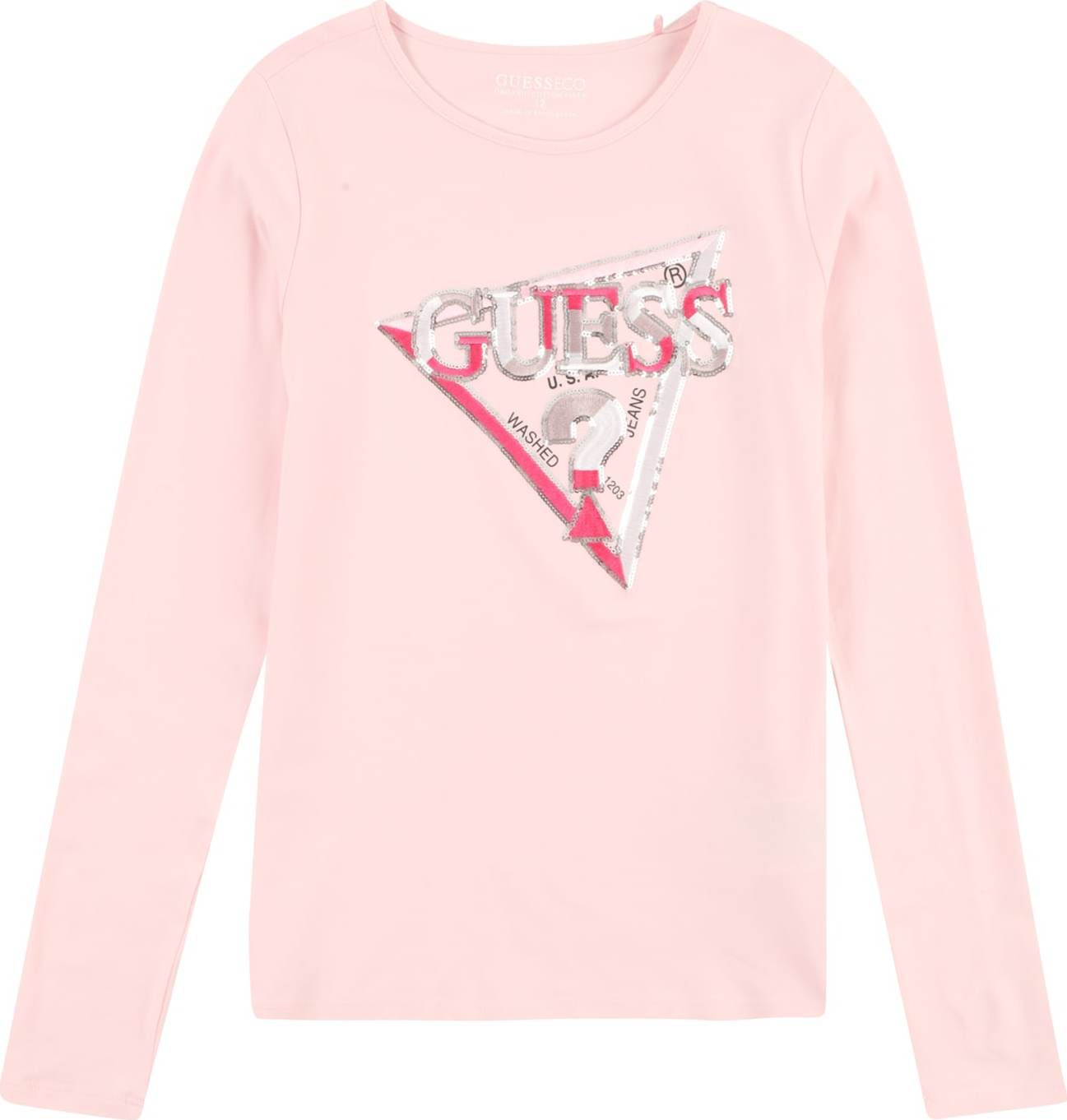 GUESS Tričko pink / růžová / stříbrná