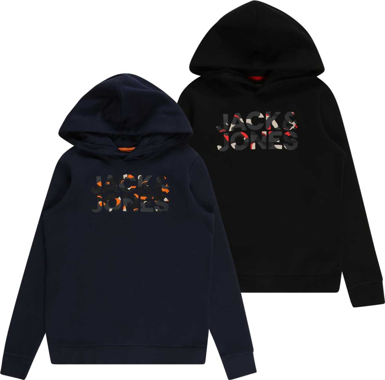 Jack & Jones Junior Mikina námořnická modř / šedá / oranžová / černá