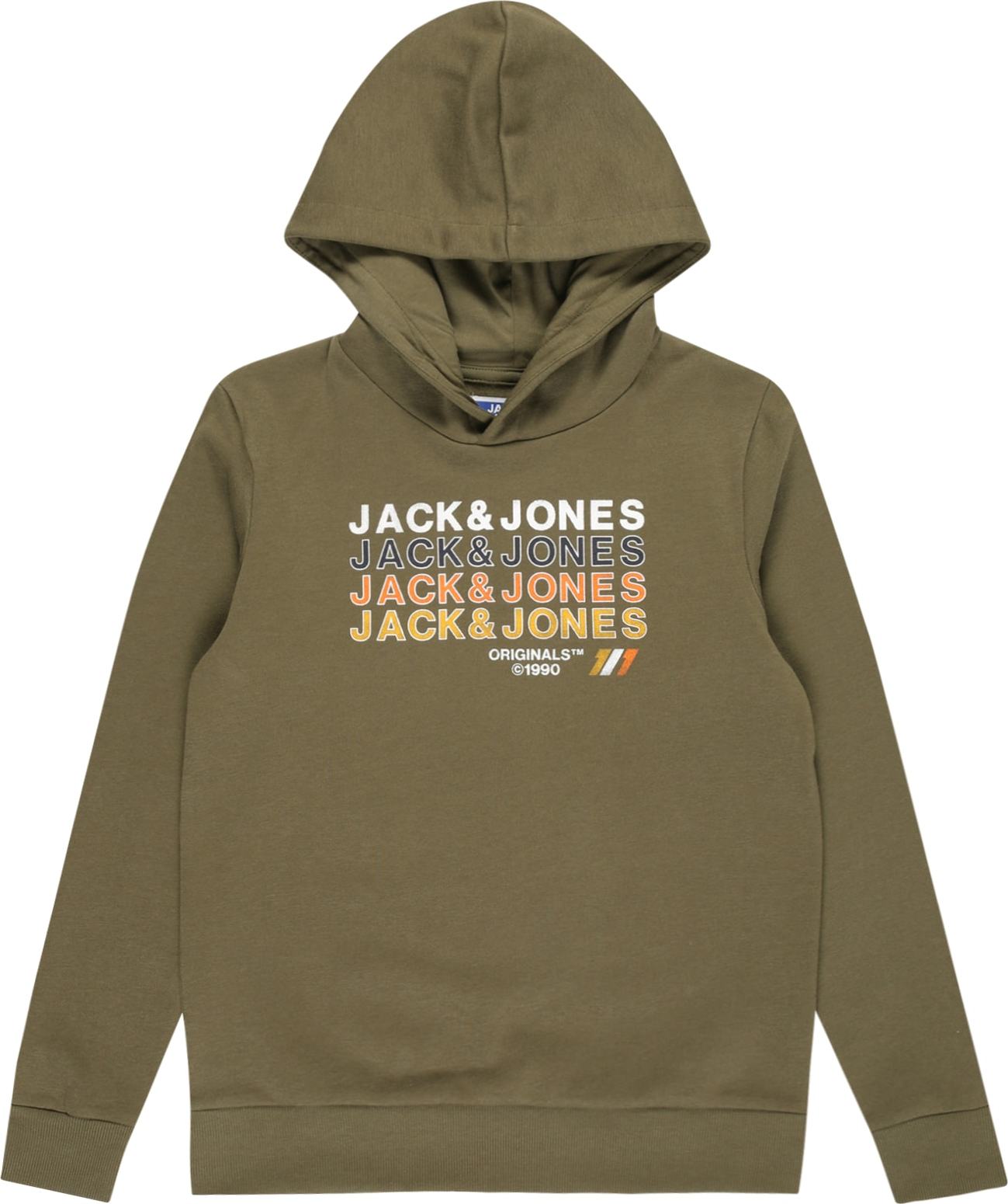 Jack & Jones Junior Mikina 'NATE' žlutá / olivová / oranžová / bílá