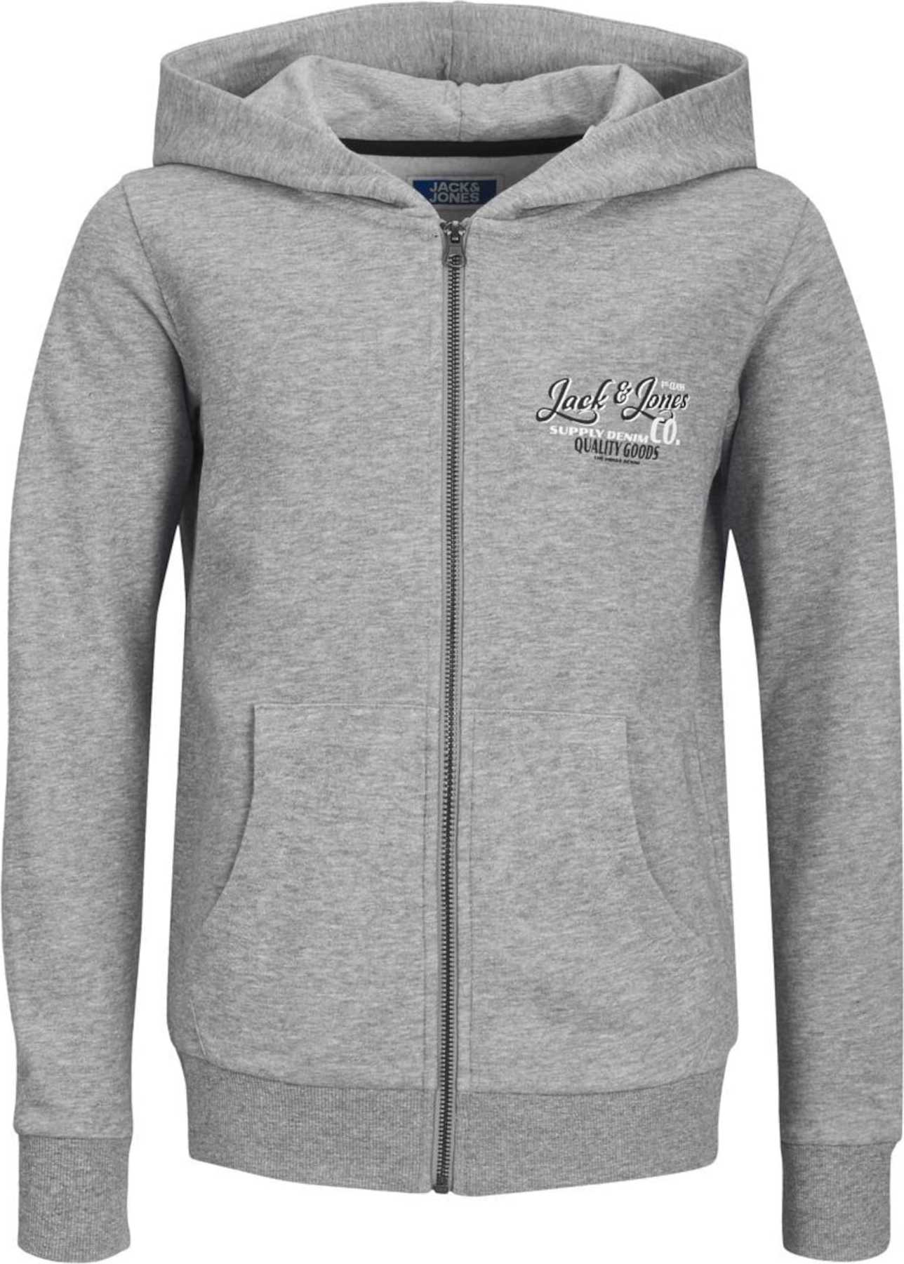 Jack & Jones Junior Mikina šedý melír / černá / bílá