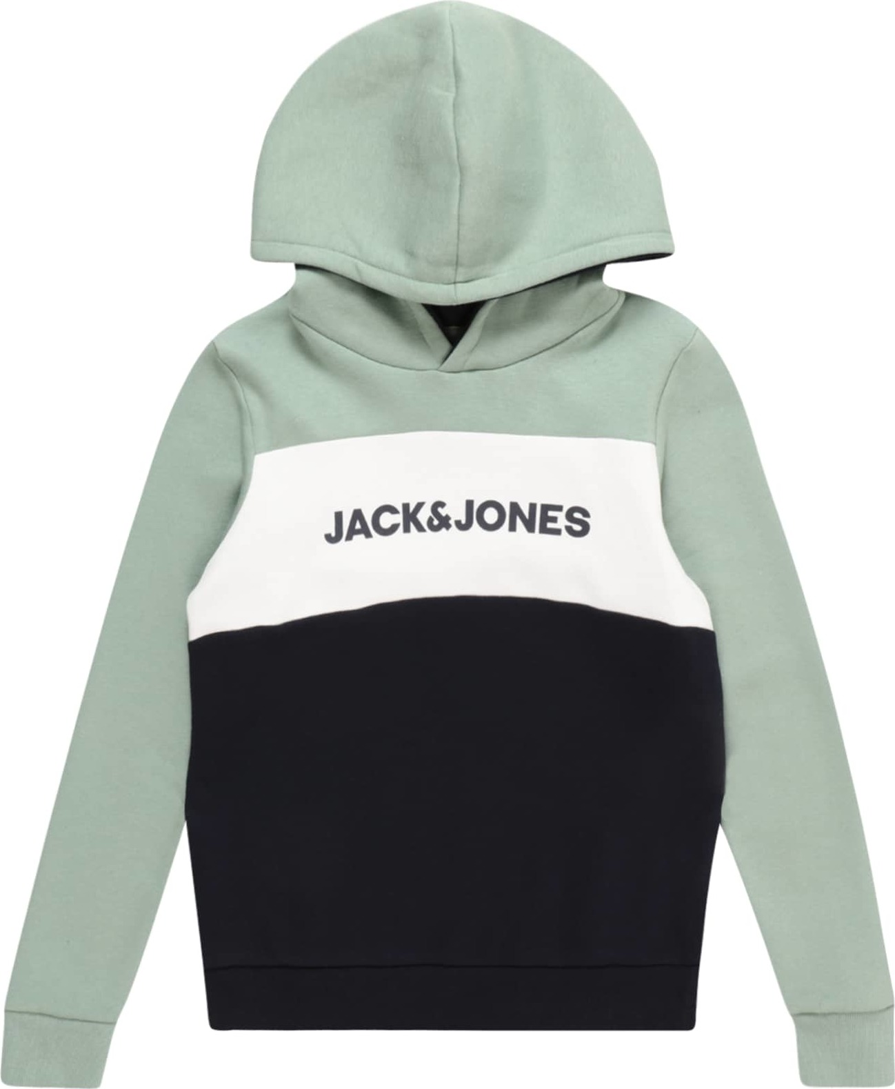 Jack & Jones Junior Mikina světle zelená / černá / bílá