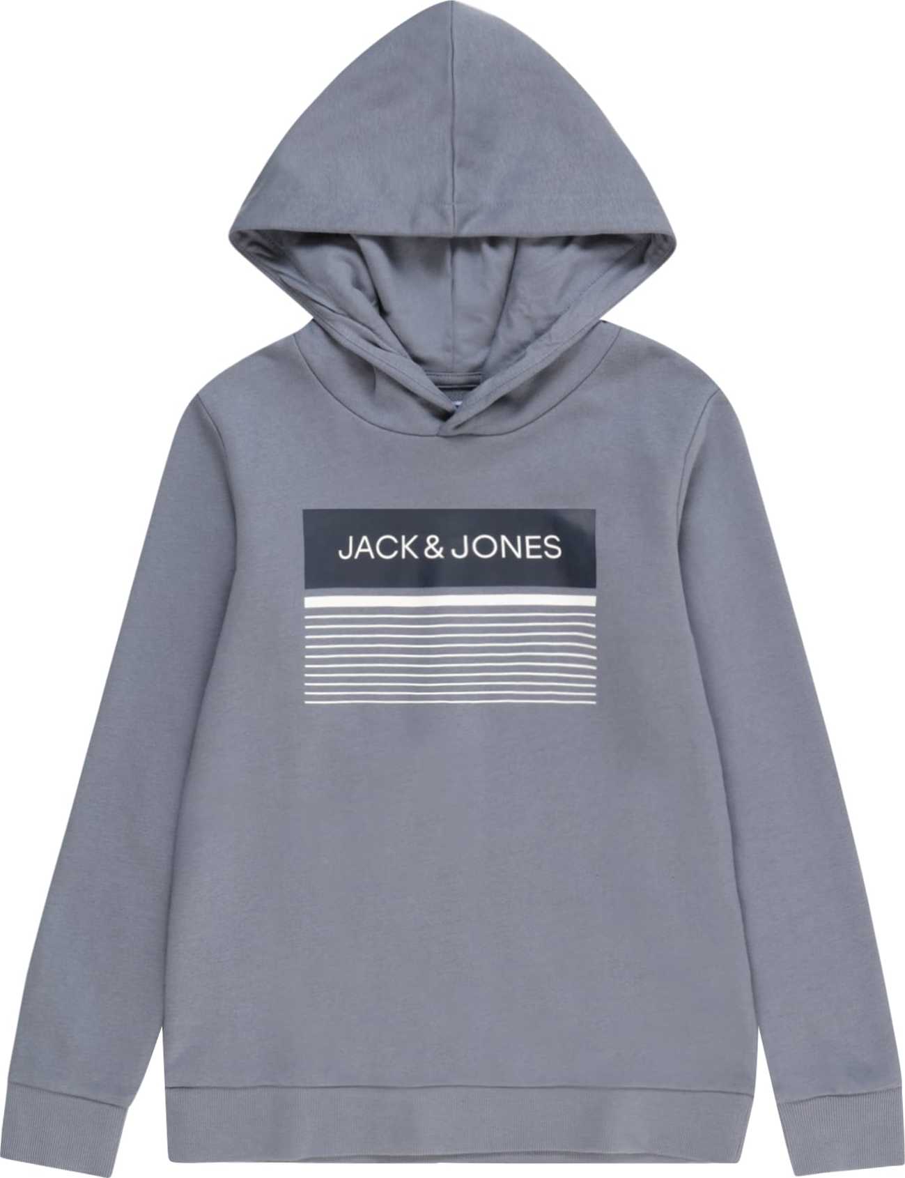 Jack & Jones Junior Mikina 'TRAVIS' noční modrá / chladná modrá / bílá