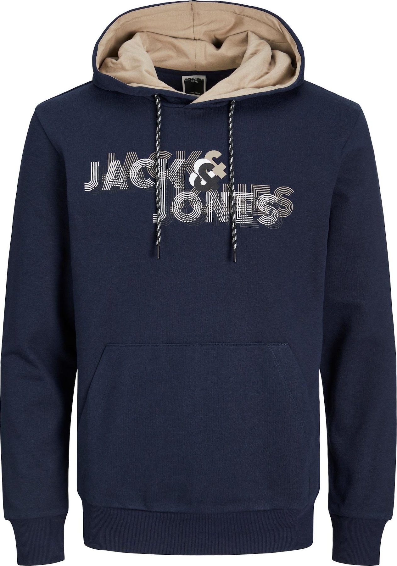 JACK & JONES Mikina 'Friday' písková / námořnická modř / černá / bílá