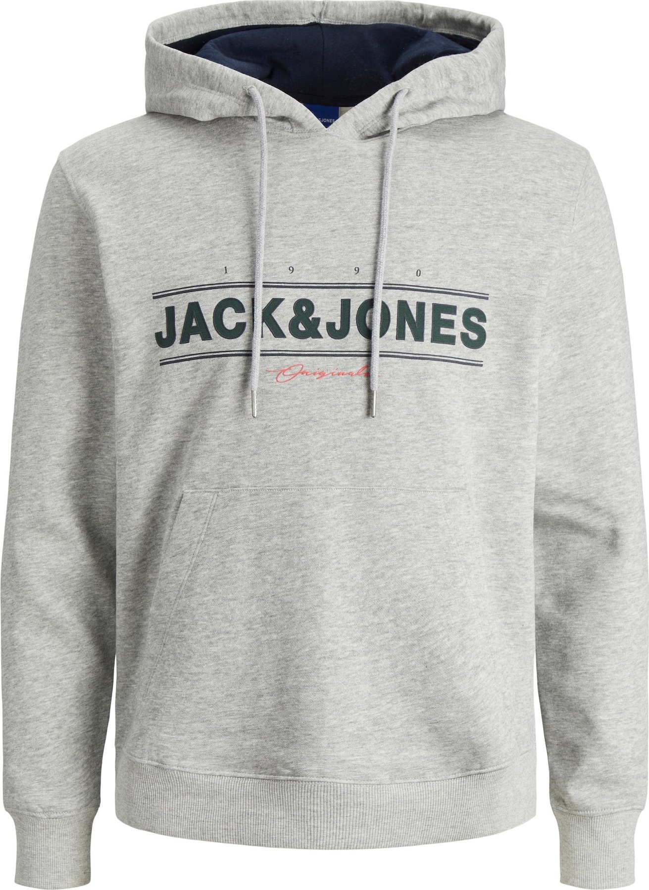 JACK & JONES Mikina 'FRIDAY' šedý melír / světle červená / černá