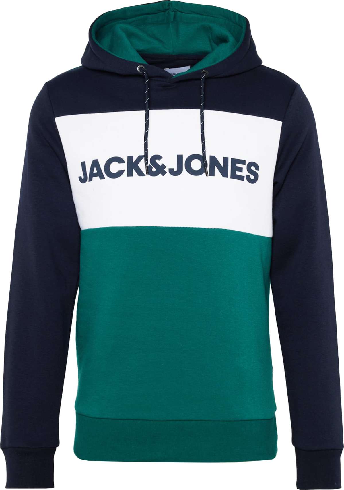 JACK & JONES Mikina námořnická modř / smaragdová / bílá