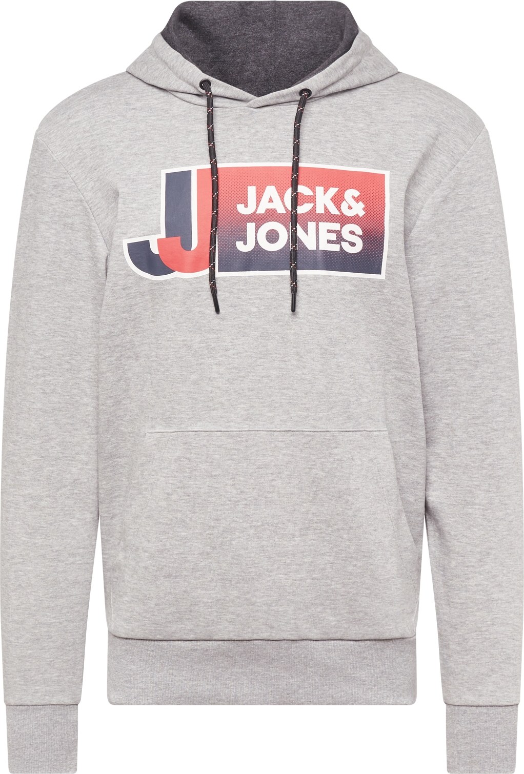 JACK & JONES Mikina námořnická modř / světle šedá / pastelově červená