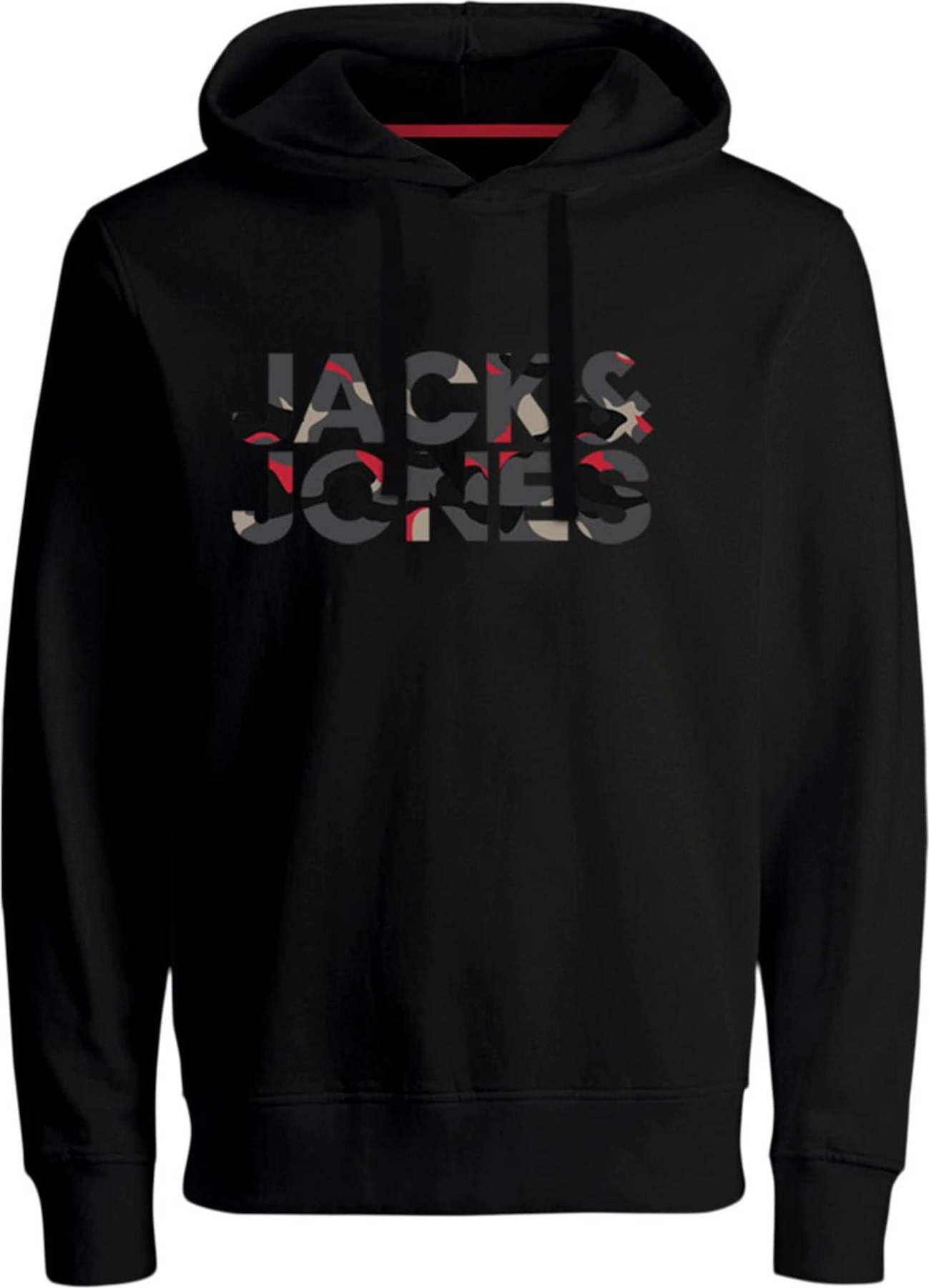 JACK & JONES Mikina 'Ramp' šedá / červená / černá