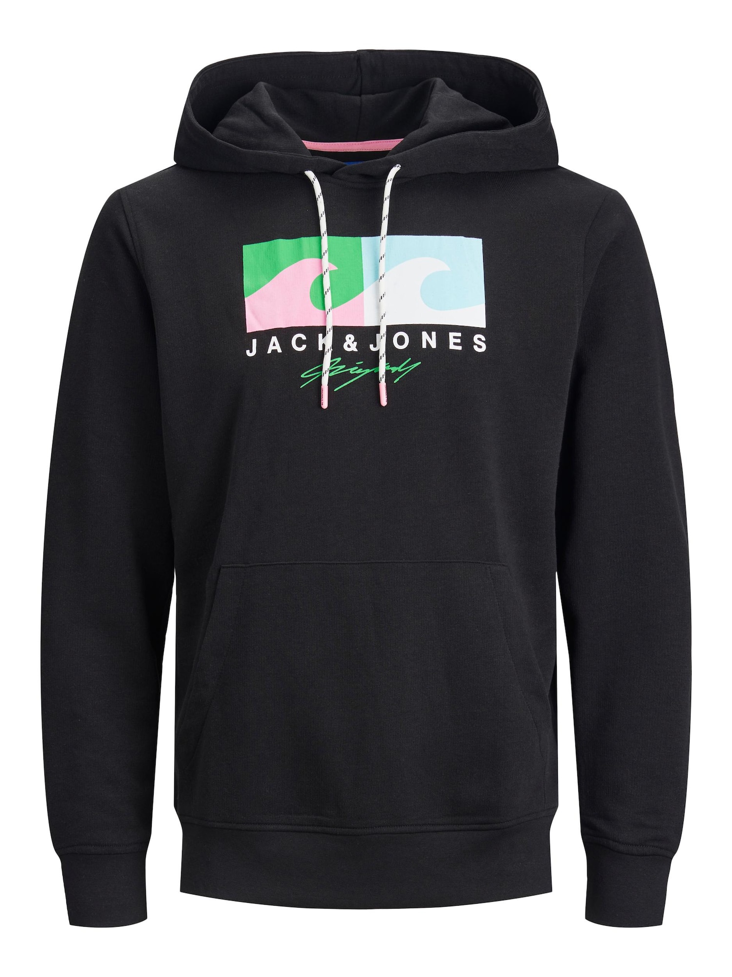 JACK & JONES Mikina 'TULUM' světle zelená / růžová / černá / bílá