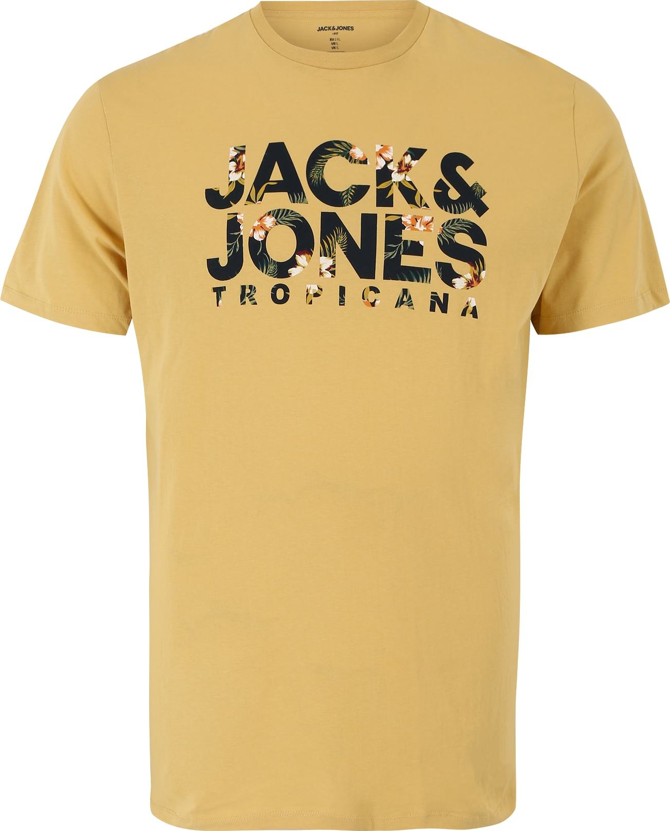 Jack & Jones Plus Tričko 'BECS' hořčicová / oranžová / černá / bílá