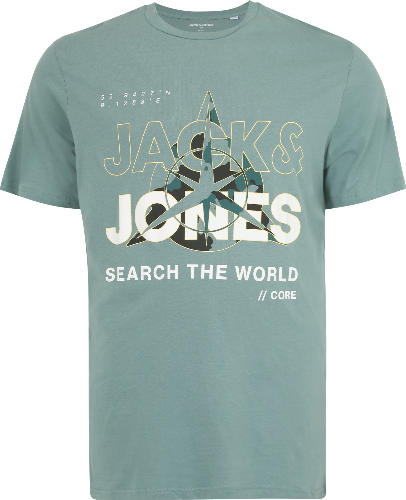 Jack & Jones Plus Tričko krémová / zelená / černá / bílá