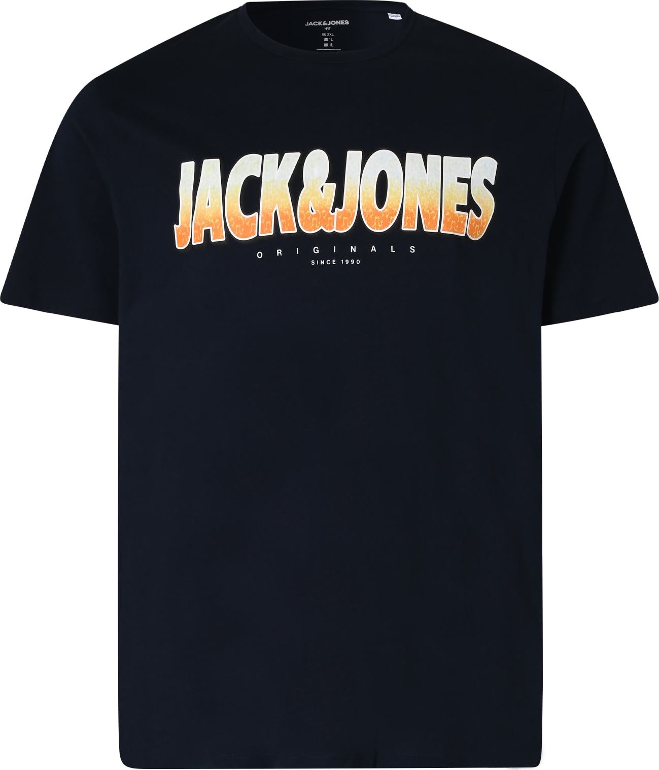 Jack & Jones Plus Tričko námořnická modř / oranžová / bílá